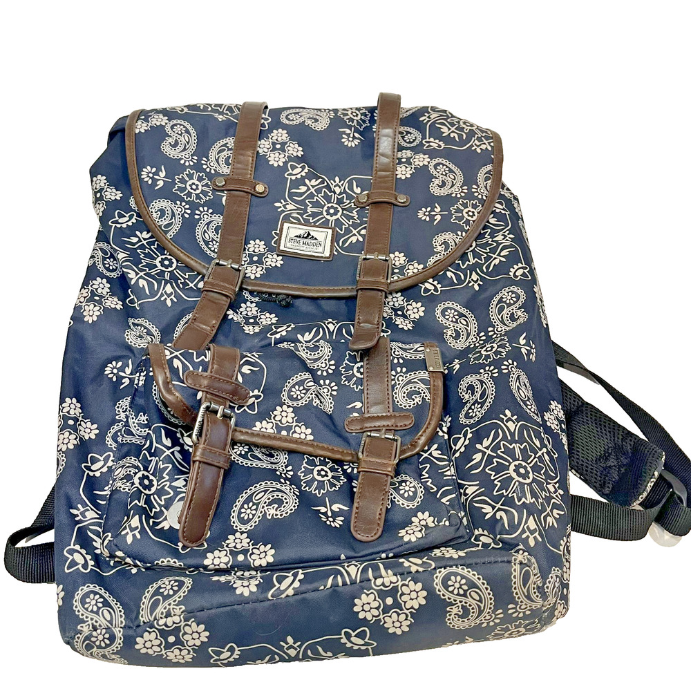 Steve Madden Backpack Blue Paisley Print Casual School Travel Bag